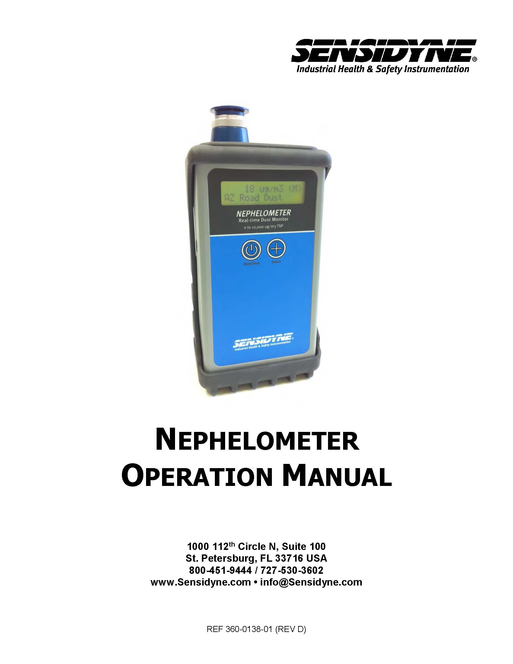 User Manual and Software CD for Standard Nephelometer, TSP